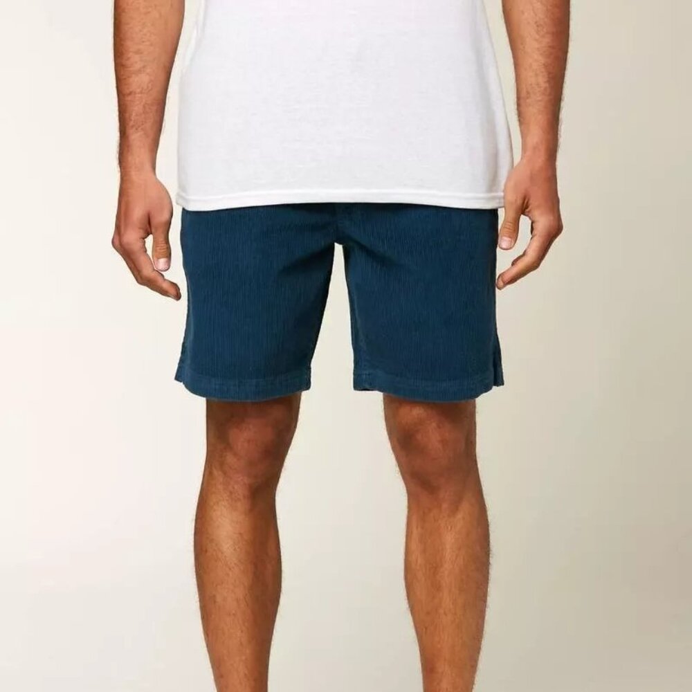 Hangten Corduroy Earl WalkShorts Elastic Waist Shorts Men's Size L Navy Blue